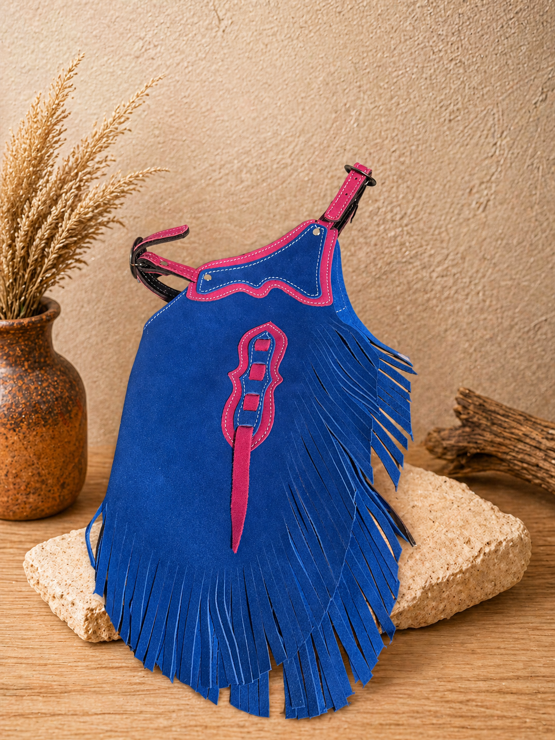 Blue/pink Suede Kids Chaps-Small