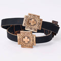 Hand tooled Brass Concho Belt