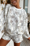 Camo Baggy Pullover Drawstring Shorts 2pcs Set