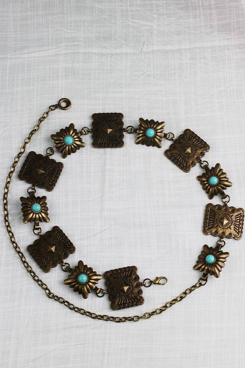 Vintage Turquoise Chain Belt