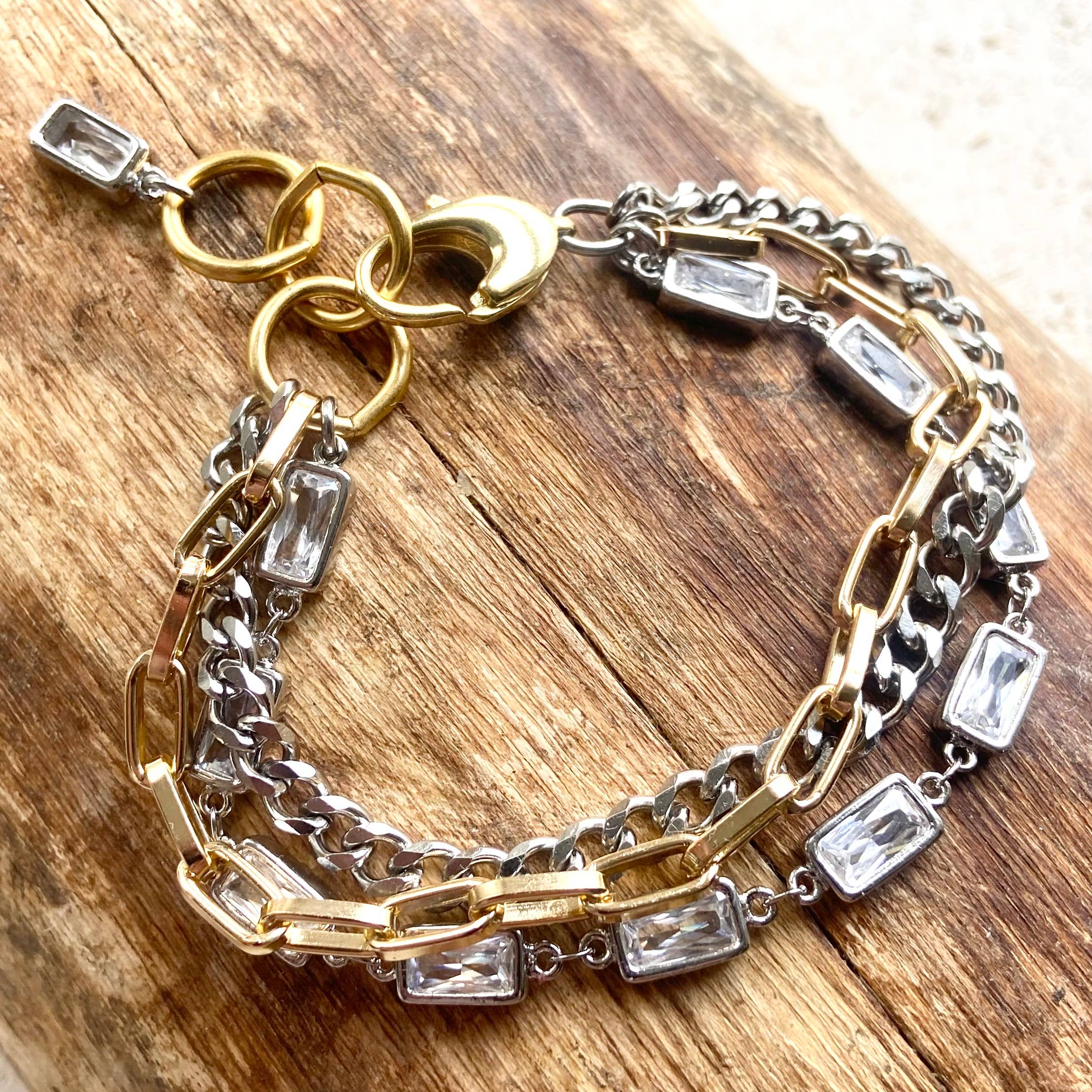 Mixed metal non tarnishing necklace edgy glam Bracelet