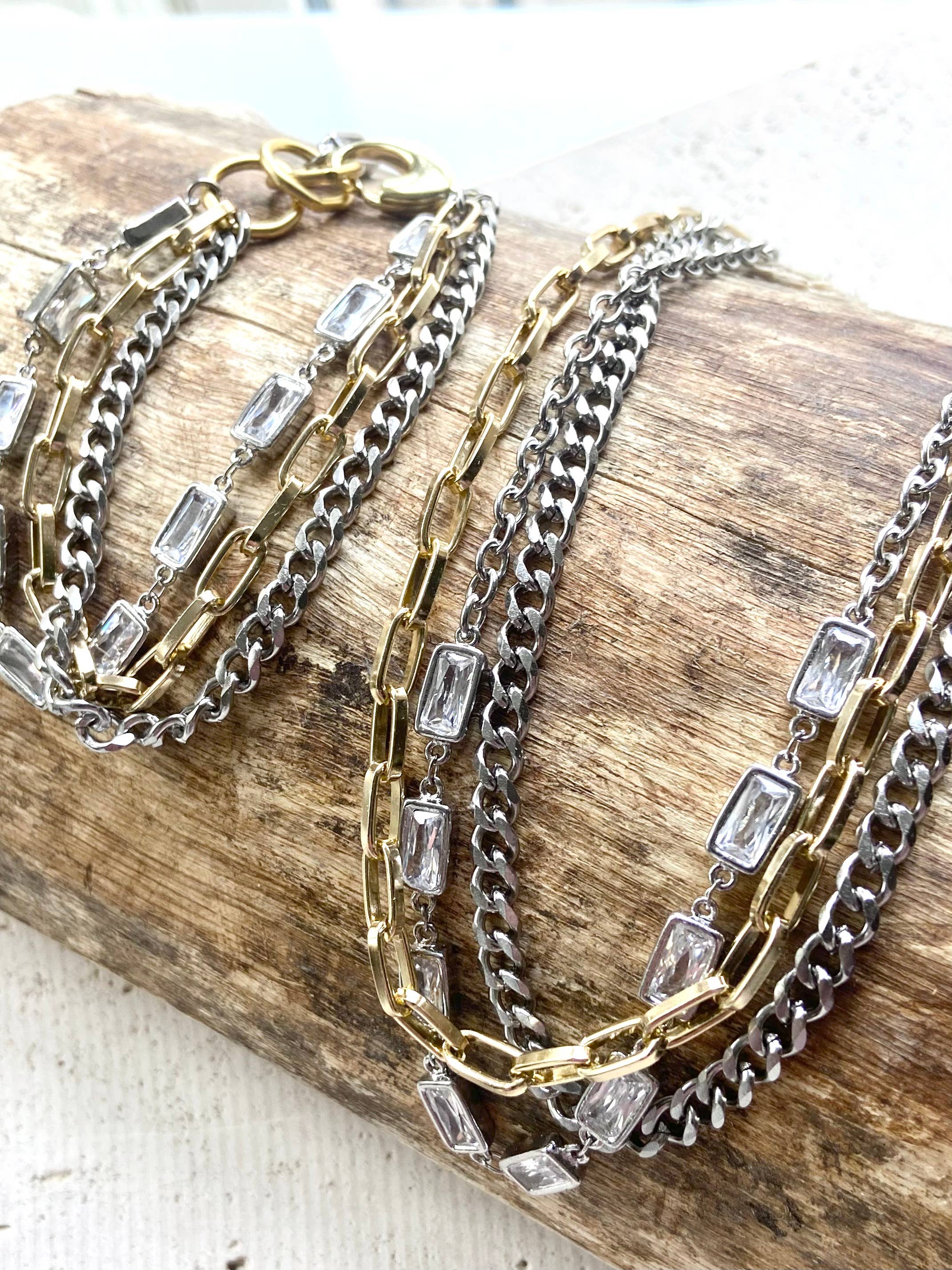 Mixed metal non tarnishing necklace edgy glam Bracelet