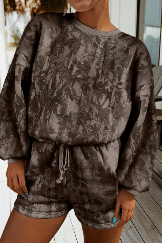 Camo Baggy Pullover Drawstring Shorts 2pcs Set
