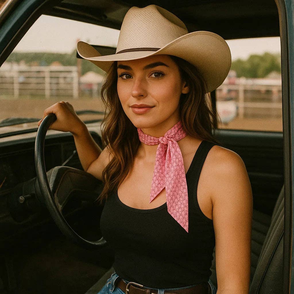 Pink Western Skinny Mini Wild Rag Scarf