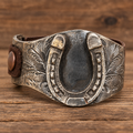 German Silver & Leather Horseshoe Bracelet