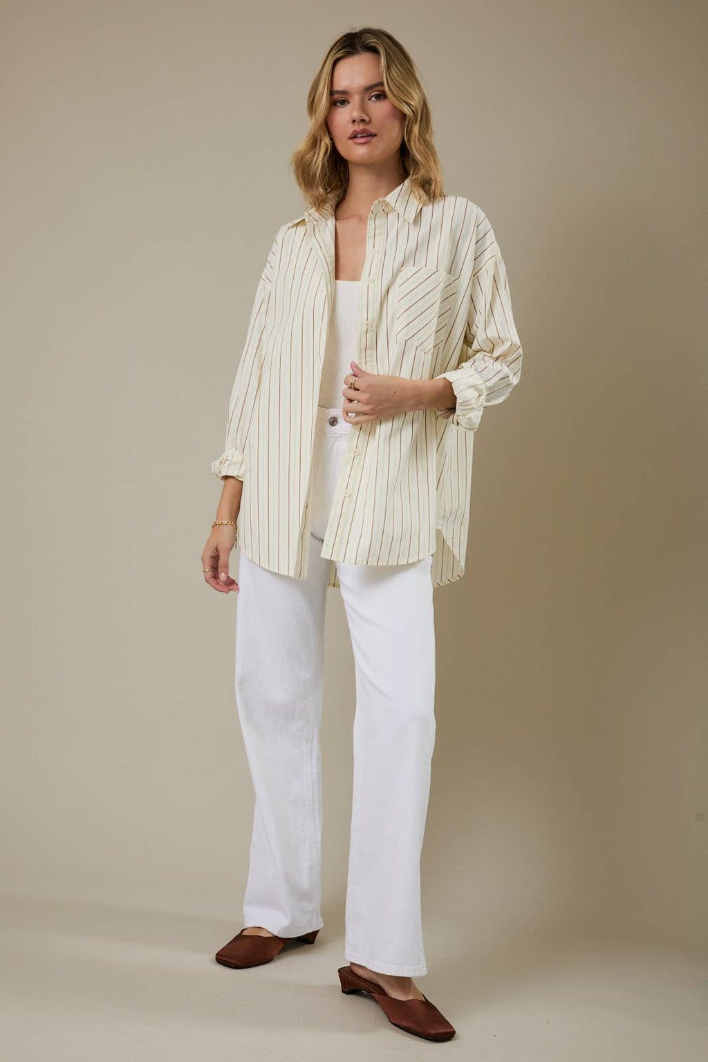 LONG SLEEVE STRIPE OVERSIZE SHIRT
