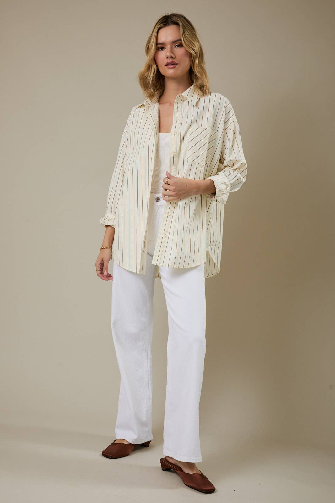 LONG SLEEVE STRIPE OVERSIZE SHIRT
