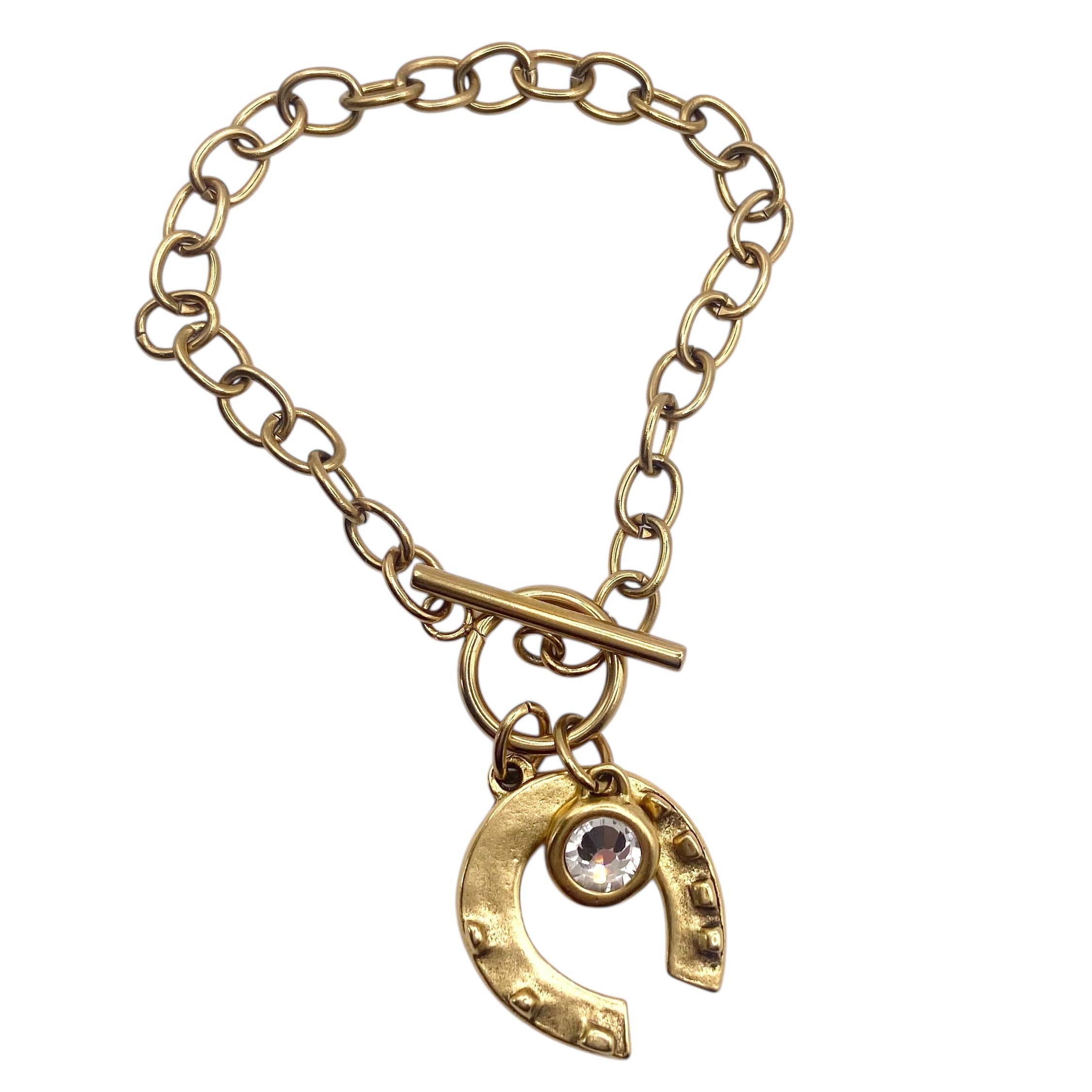 Lucky horseshoe crystal toggle bracelet 