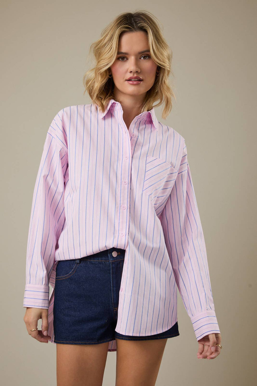 LONG SLEEVE STRIPE OVERSIZE SHIRT