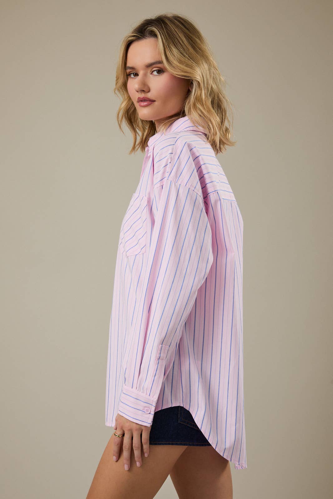 LONG SLEEVE STRIPE OVERSIZE SHIRT