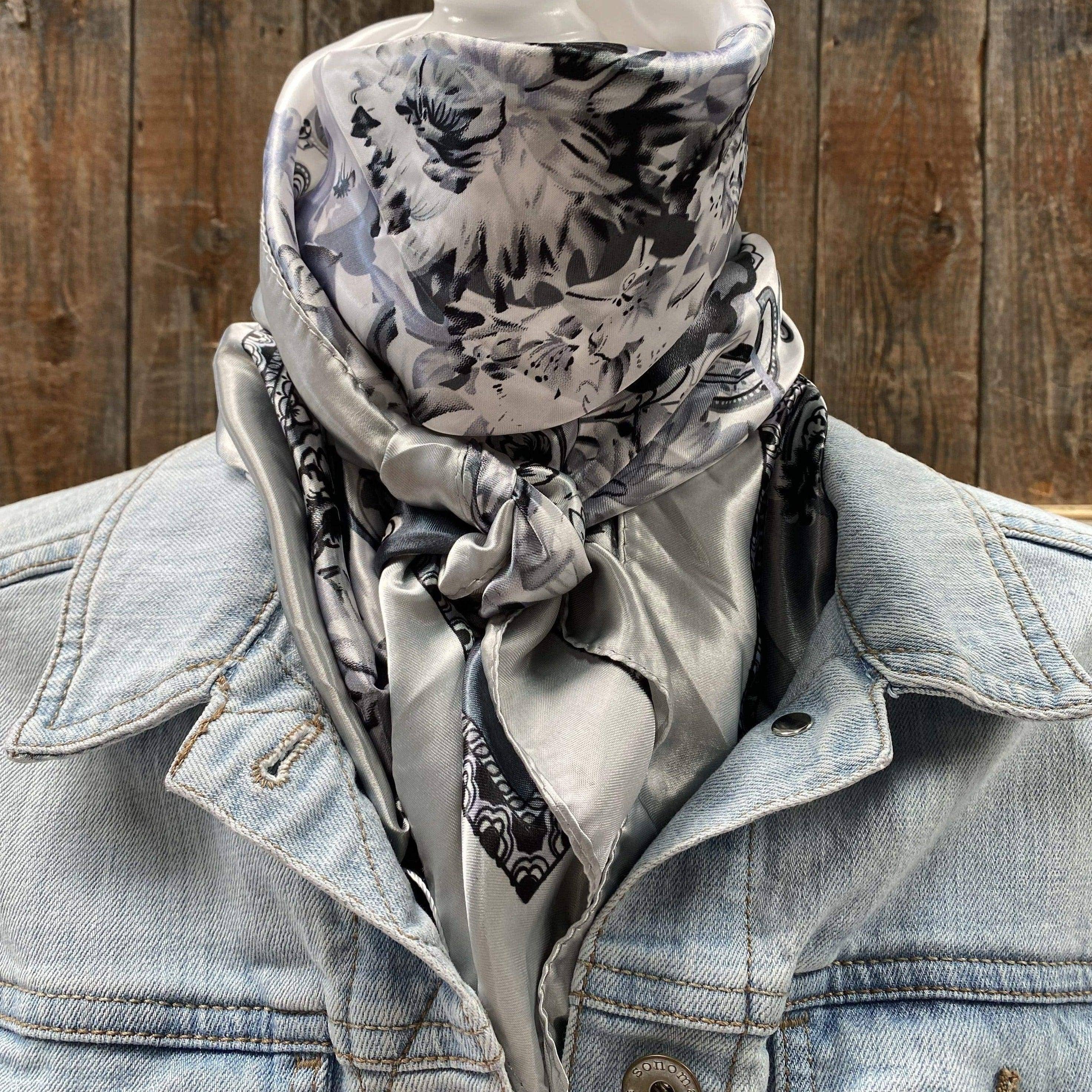 35X35"  Silver & White Paisley Wild Rag