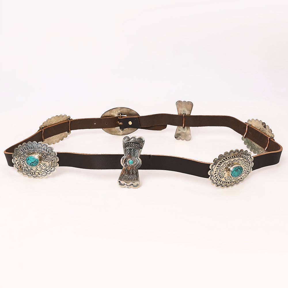Silver Concho Leather Belt