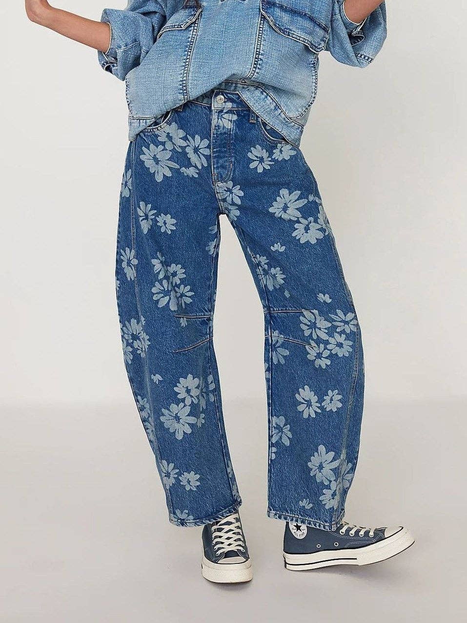 Love Print Loose Midi Waist Jeans DP25A476