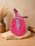 Pink/turquoise Suede Kids Chaps-XSmall