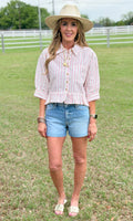 Striped Ruffle Peplum Hem Top