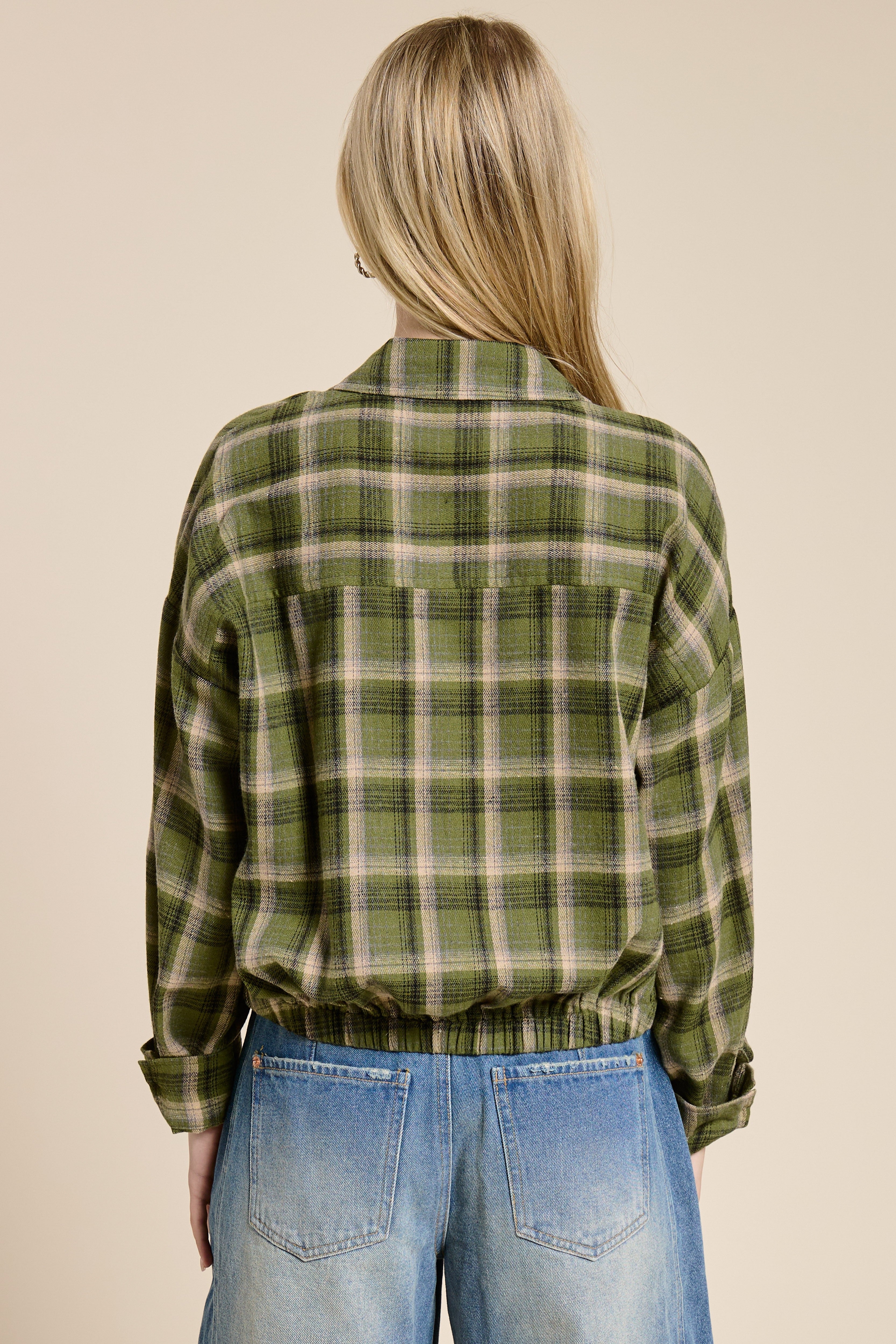 Plaid Button Up Crop Shirt