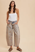 Retro Vibes Mid Rise Loose Fit Barrel Leg Jeans